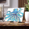 Blue Kraken Octopus Ink On White Art Ceramic Photo Tile 6 × 8 / Matte Home Decor