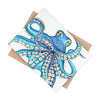 Blue Kraken Octopus Ink On White Art Ceramic Photo Tile Home Decor