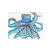 Blue Kraken Octopus Ink On White Art Ceramic Photo Tile Home Decor