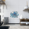 Blue Kraken Octopus Ink On White Art Ceramic Photo Tile Home Decor
