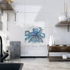 Blue Kraken Octopus Ink On White Art Ceramic Photo Tile Home Decor