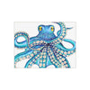 Blue Kraken Octopus Ink On White Art Ceramic Photo Tile Home Decor