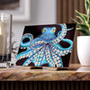 Blue Kraken Octopus On Black Ink Art Ceramic Photo Tile 6 × 8 / Glossy Home Decor
