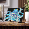 Blue Kraken Octopus On Black Ink Art Ceramic Photo Tile 6 × 8 / Matte Home Decor