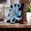 Blue Kraken Octopus On Black Ink Art Ceramic Photo Tile Home Decor