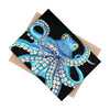Blue Kraken Octopus On Black Ink Art Ceramic Photo Tile Home Decor