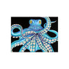 Blue Kraken Octopus On Black Ink Art Ceramic Photo Tile Home Decor