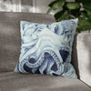 Blue Octopus Algae Watercolor Art Spun Polyester Square Pillow Case 18 × Home Decor