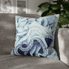 Blue Octopus Algae Watercolor Art Spun Polyester Square Pillow Case 20 × Home Decor