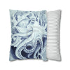 Blue Octopus Algae Watercolor Art Spun Polyester Square Pillow Case Home Decor