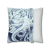 Blue Octopus Algae Watercolor Art Spun Polyester Square Pillow Case Home Decor