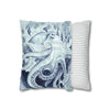 Blue Octopus Algae Watercolor Art Spun Polyester Square Pillow Case Home Decor