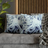 Blue Octopus Algae Watercolor Art Spun Polyester Square Pillow Case Home Decor