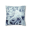 Blue Octopus Algae Watercolor Art Spun Polyester Square Pillow Case Home Decor