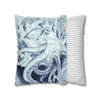 Blue Octopus Algae Watercolor Art Spun Polyester Square Pillow Case Home Decor