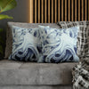 Blue Octopus Algae Watercolor Art Spun Polyester Square Pillow Case Home Decor