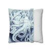 Blue Octopus Algae Watercolor Art Spun Polyester Square Pillow Case Home Decor