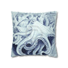 Blue Octopus Algae Watercolor Art Spun Polyester Square Pillow Case Home Decor