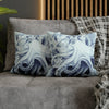 Blue Octopus Algae Watercolor Art Spun Polyester Square Pillow Case Home Decor