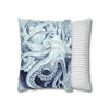 Blue Octopus Algae Watercolor Art Spun Polyester Square Pillow Case Home Decor