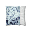 Blue Octopus Algae Watercolor Art Spun Polyester Square Pillow Case Home Decor