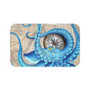 Blue Octopus Compass Vintage Map Nautical Art Bath Mat 34’ × 21’ Home Decor