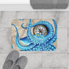 Blue Octopus Compass Vintage Map Nautical Art Bath Mat Home Decor