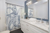 Blue Octopus Dance Ink Art Shower Curtain Home Decor
