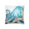 Blue Octopus Ink White Art Spun Polyester Square Pillow Case 14 × Home Decor