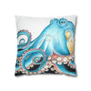 Blue Octopus Ink White Art Spun Polyester Square Pillow Case 16 × Home Decor