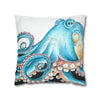 Blue Octopus Ink White Art Spun Polyester Square Pillow Case 18 × Home Decor