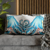 Blue Octopus Ink White Art Spun Polyester Square Pillow Case Home Decor