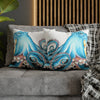 Blue Octopus Ink White Art Spun Polyester Square Pillow Case Home Decor