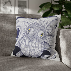 Blue Octopus Kraken Tentacles Ink Art Spun Polyester Square Pillow Case 20 × Home Decor