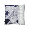 Blue Octopus Kraken Tentacles Ink Art Spun Polyester Square Pillow Case Home Decor