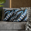 Blue Octopus Kraken Tentacles Ink Black Art Spun Polyester Square Pillow Case Home Decor