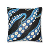 Blue Octopus Kraken Tentacles Ink Black Art Spun Polyester Square Pillow Case Home Decor