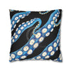 Blue Octopus Kraken Tentacles Ink Black Art Spun Polyester Square Pillow Case Home Decor