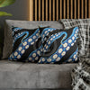 Blue Octopus Kraken Tentacles Ink Black Art Spun Polyester Square Pillow Case Home Decor