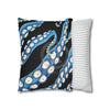 Blue Octopus Kraken Tentacles Ink Black Art Spun Polyester Square Pillow Case Home Decor