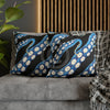 Blue Octopus Kraken Tentacles Ink Black Art Spun Polyester Square Pillow Case Home Decor