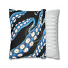 Blue Octopus Kraken Tentacles Ink Black Art Spun Polyester Square Pillow Case Home Decor