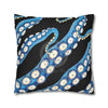 Blue Octopus Kraken Tentacles Ink Black Art Spun Polyester Square Pillow Case Home Decor