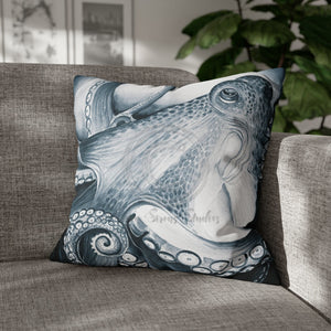 Blue Octopus Kraken Tentacles Watercolor Black Ink Art Spun Polyester Square Pillow Case 20 × Home