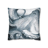 Blue Octopus Kraken Tentacles Watercolor Black Ink Art Spun Polyester Square Pillow Case Home Decor