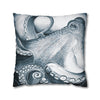 Blue Octopus Kraken Tentacles Watercolor Black Ink Art Spun Polyester Square Pillow Case Home Decor