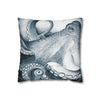 Blue Octopus Kraken Tentacles Watercolor Black Ink Art Spun Polyester Square Pillow Case Home Decor