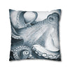 Blue Octopus Kraken Tentacles Watercolor Black Ink Art Spun Polyester Square Pillow Case Home Decor