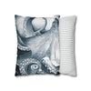 Blue Octopus Kraken Tentacles Watercolor Black Ink Art Spun Polyester Square Pillow Case Home Decor