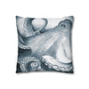 Blue Octopus Kraken Tentacles Watercolor Black Ink Art Spun Polyester Square Pillow Case Home Decor